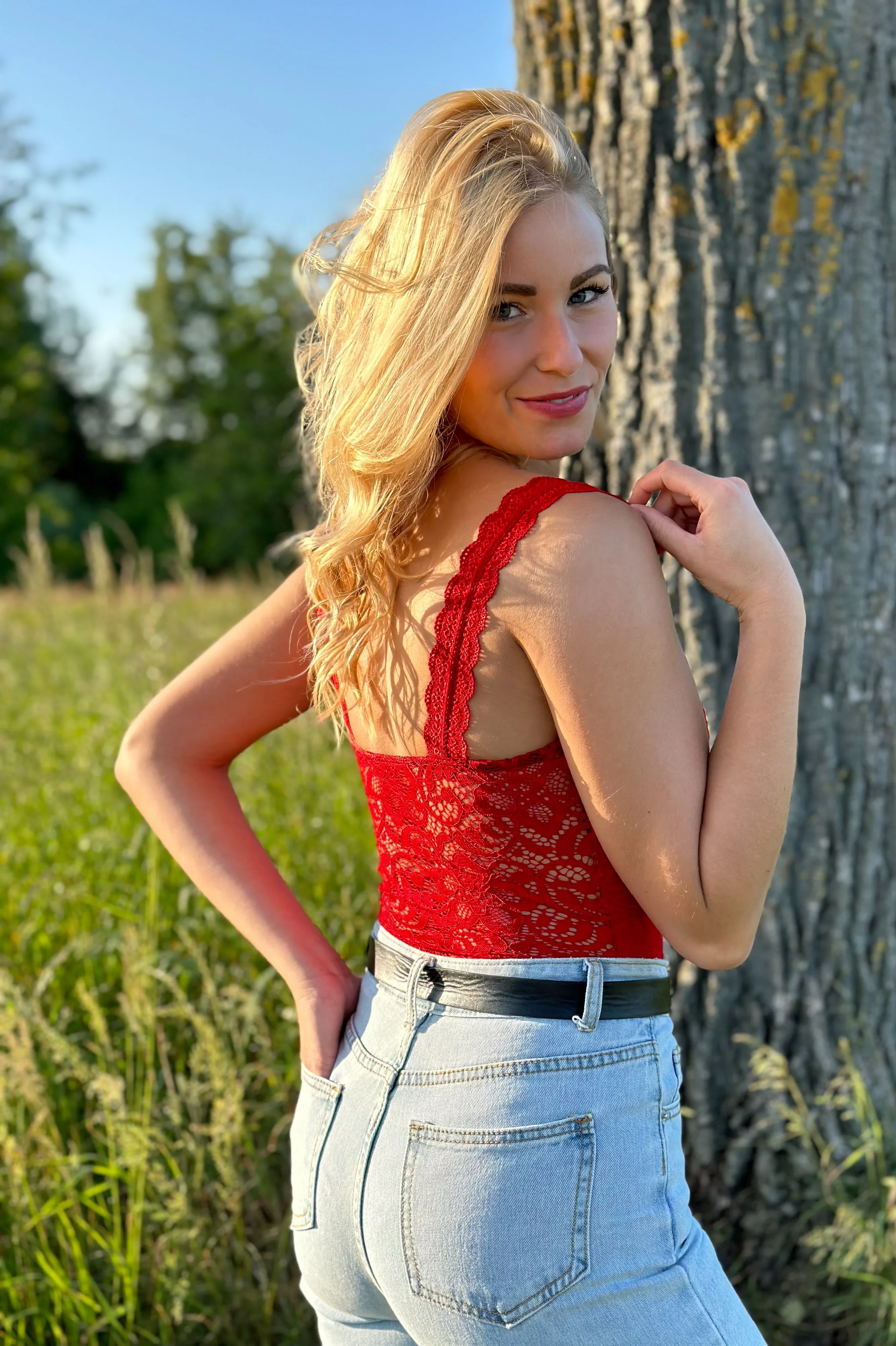 A Perfect Fit Bodysuit - Red