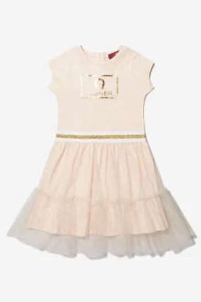 Aigner Girls Cotton And Tulle Logo Dress