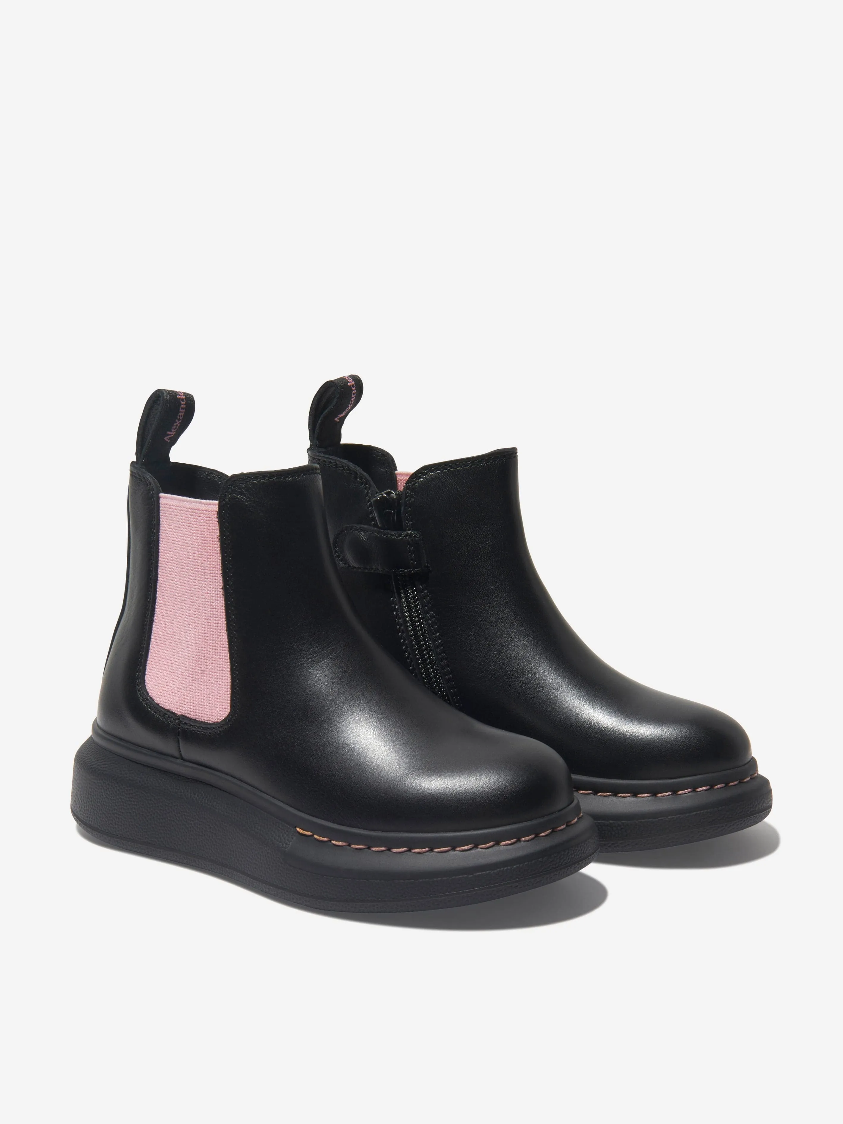 Alexander McQueen Girls Leather Chunky Chelsea Boots