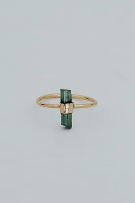 Banded Crystal Ring - Dark Green Tourmaline