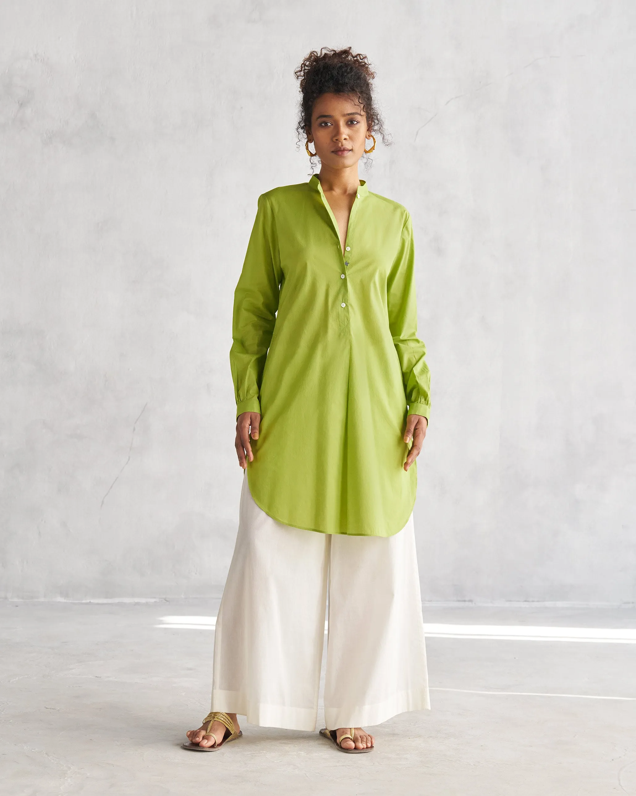 Basic Mid Length Kurta - Lime