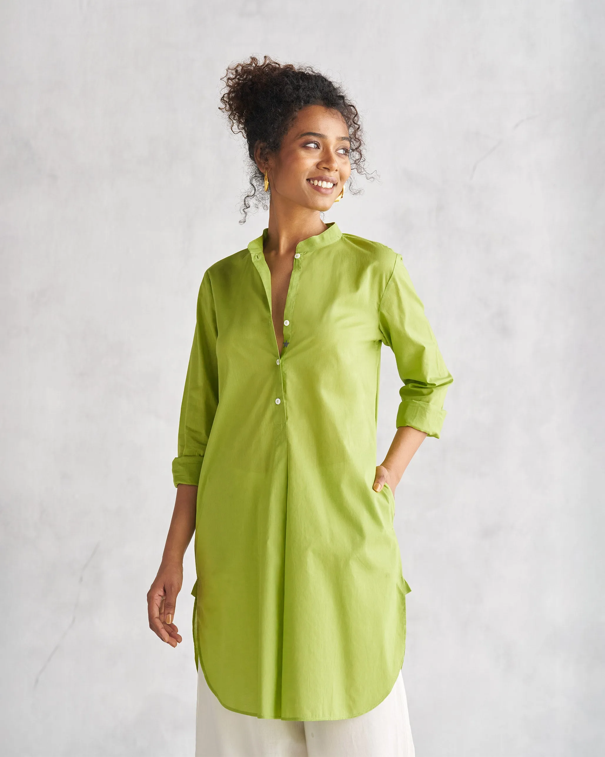 Basic Mid Length Kurta - Lime