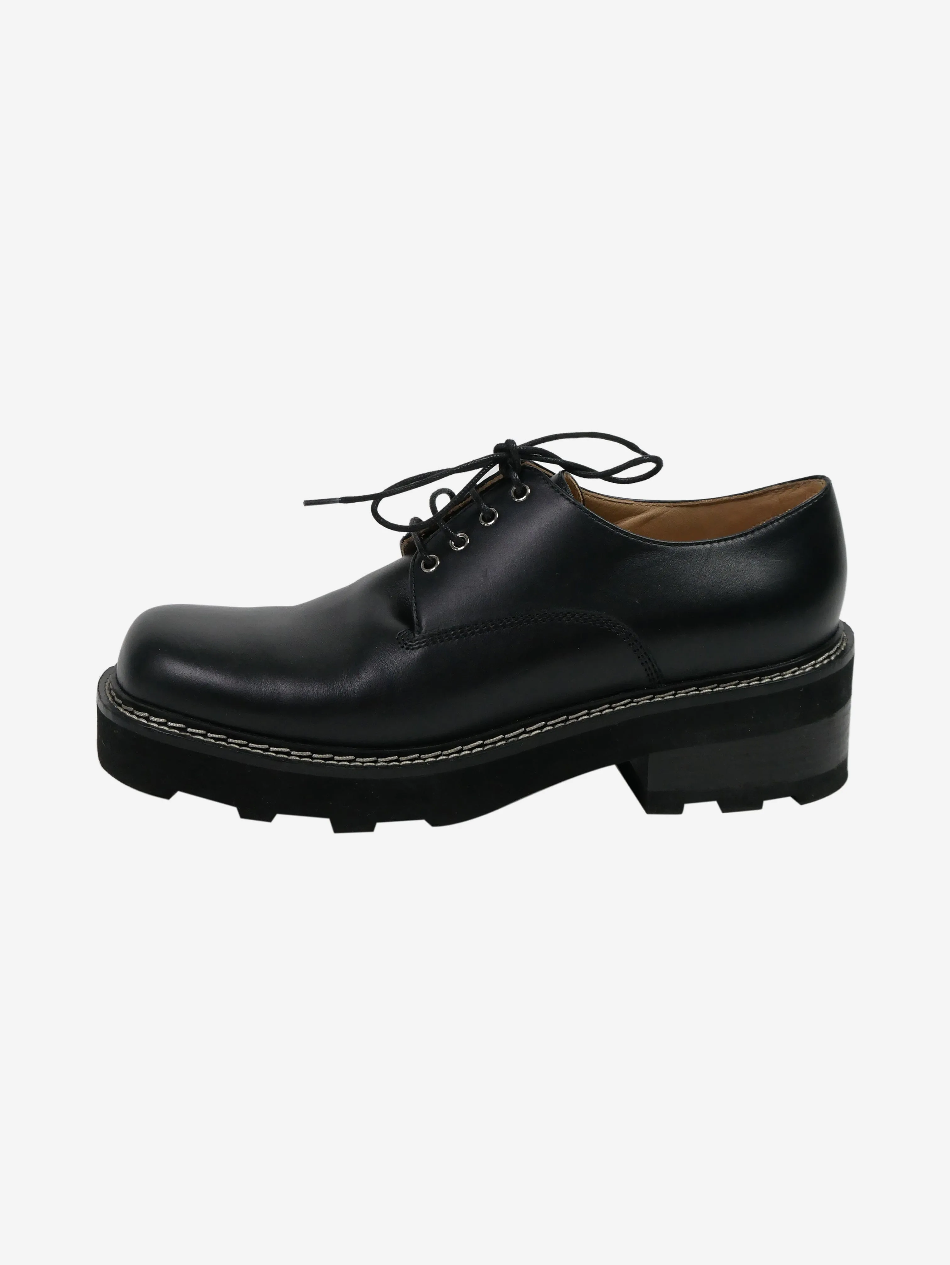 Black Tara Derby leather platform shoes - size EU 40