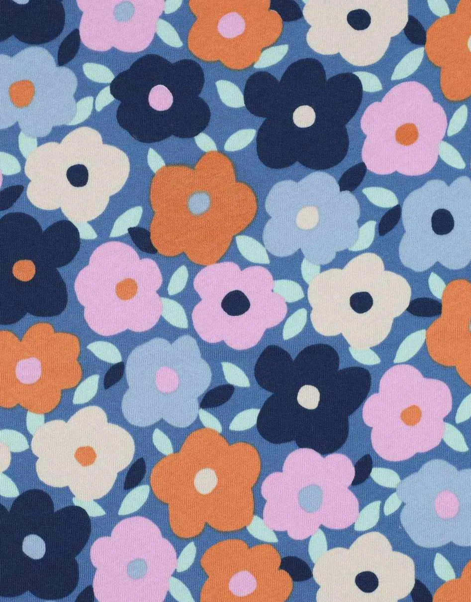 Blue Flowers Sweatshirting Jersey Fabric