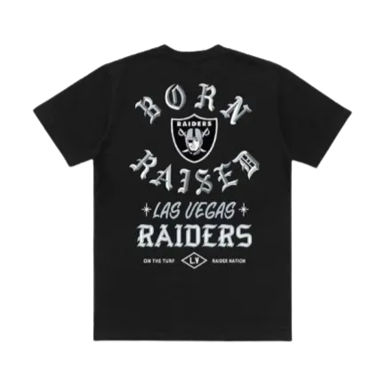 Born X Raised X NFL Raiders Sign Painter Rocker Tee Black