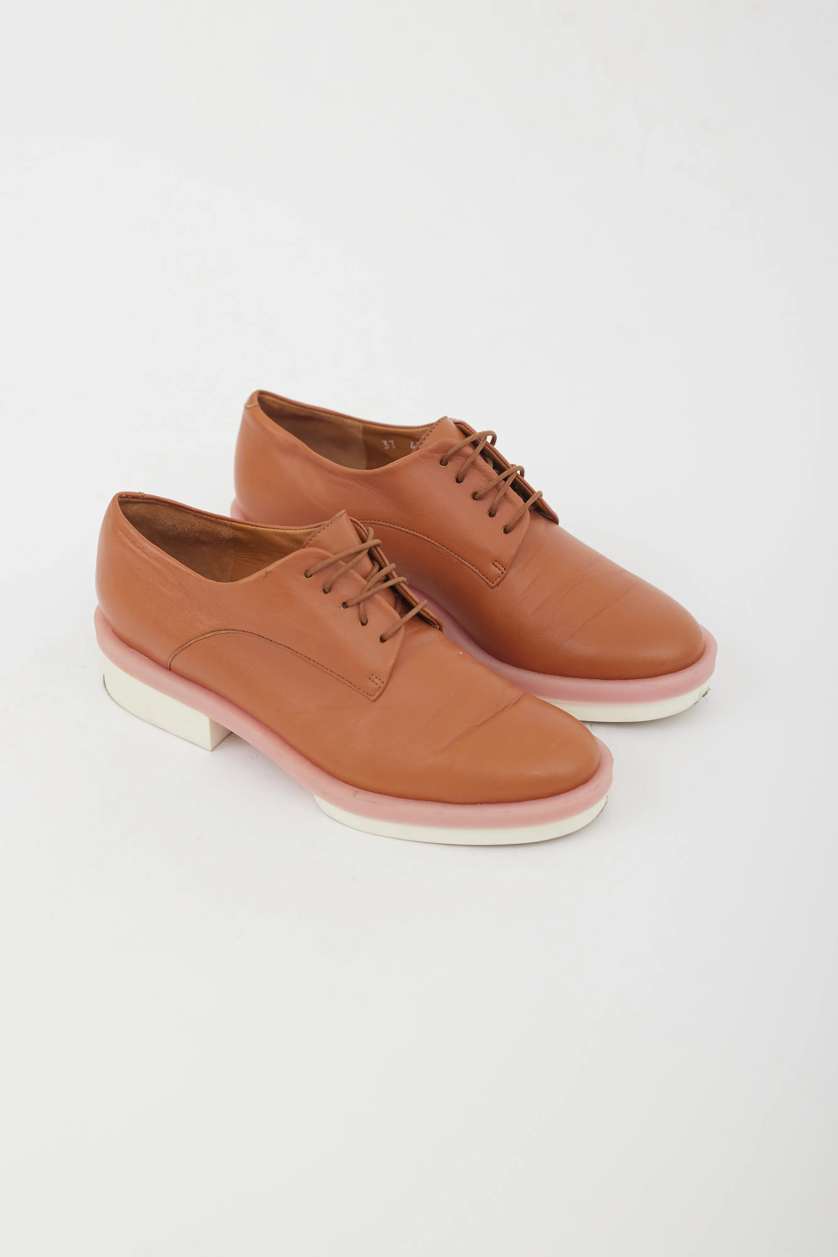 Brown Leather Platform Derby