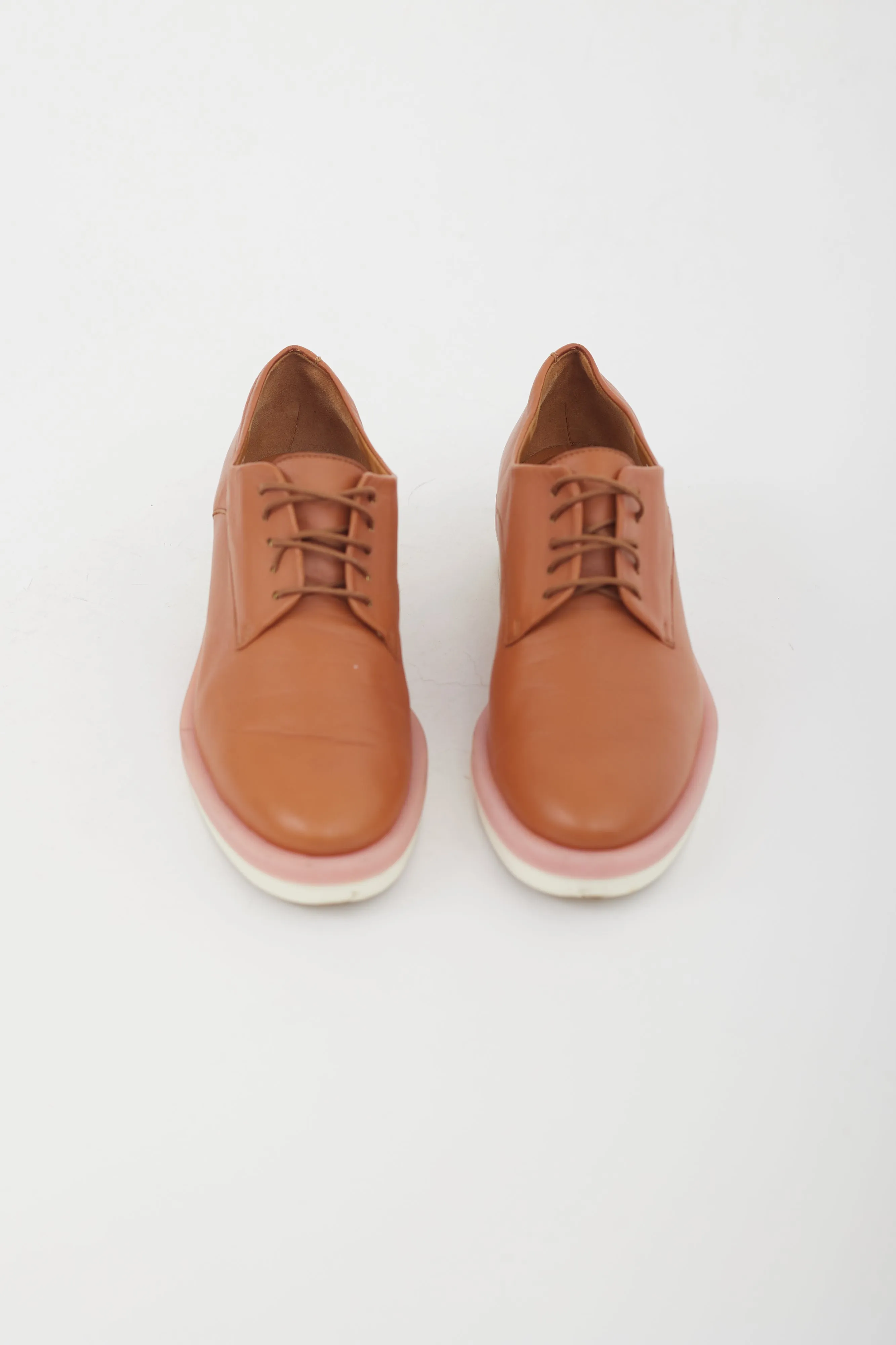 Brown Leather Platform Derby