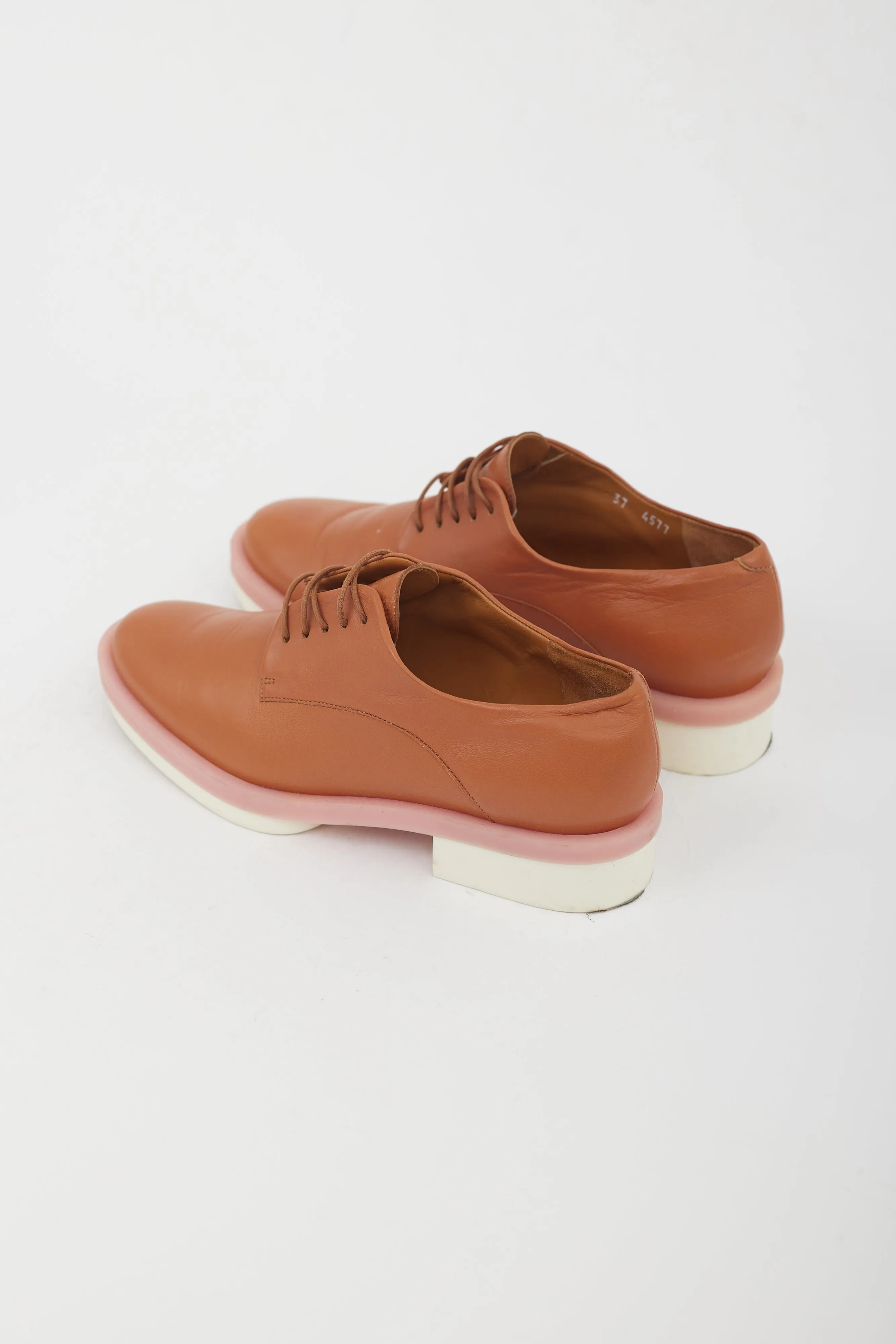 Brown Leather Platform Derby