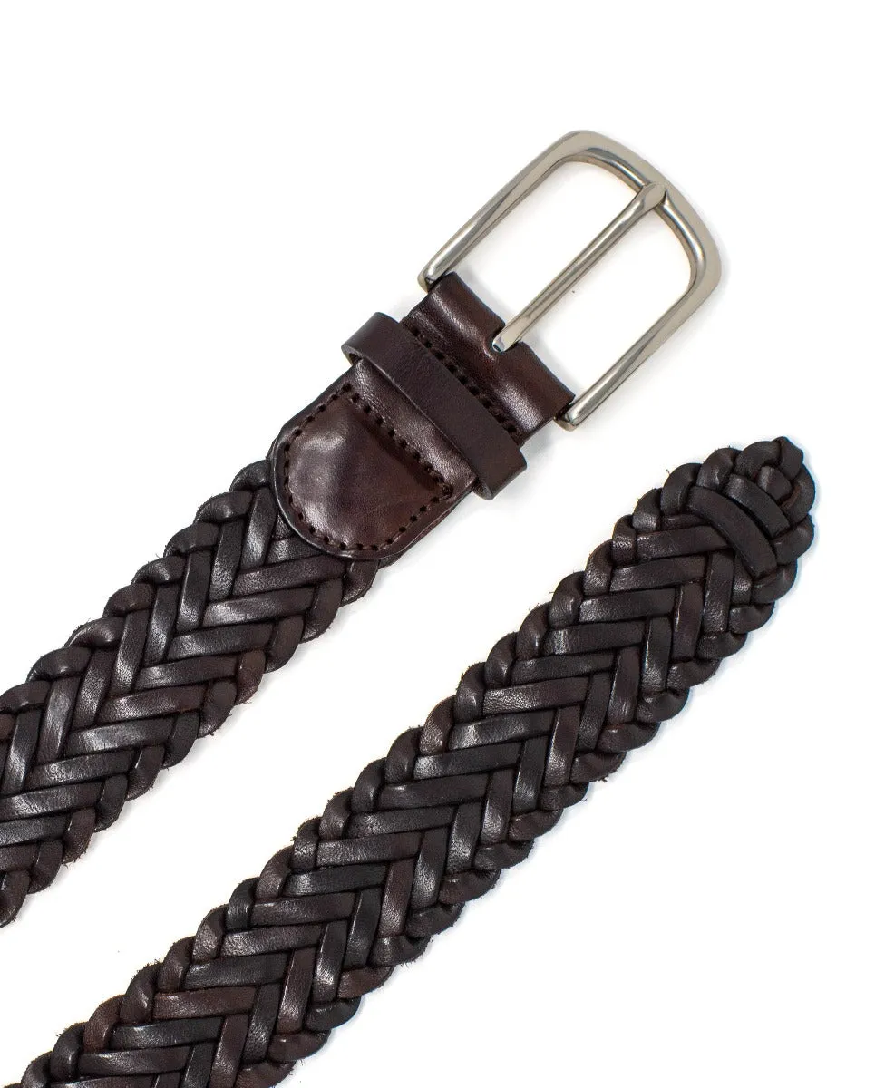 Brown Plaited Leather Belt