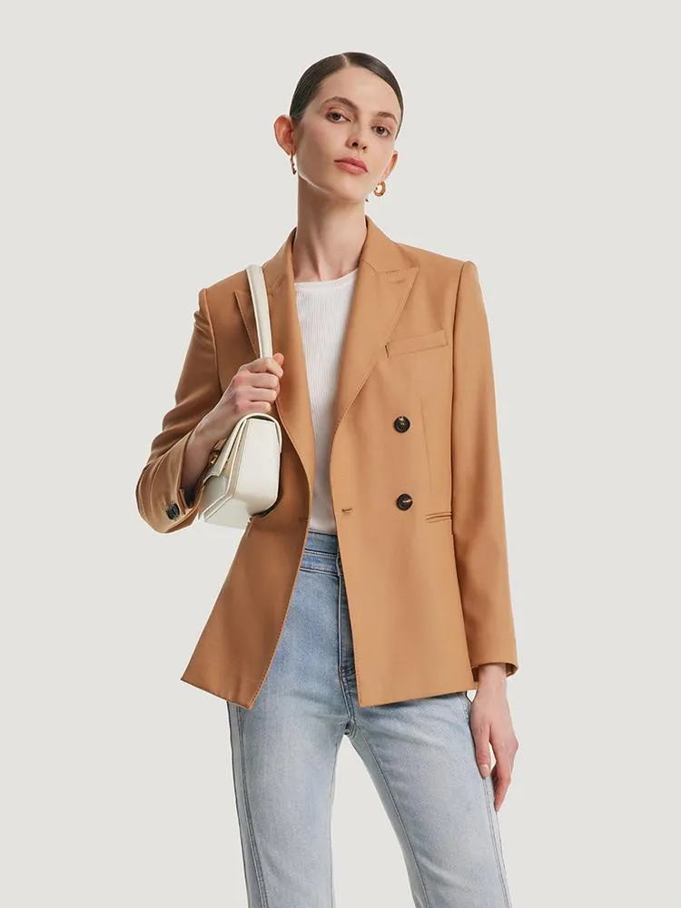 Camel Worsted Woolen Blazer