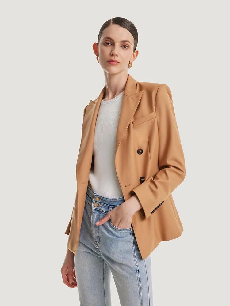 Camel Worsted Woolen Blazer