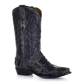 Corral Cowboy Black Embroidered Boots