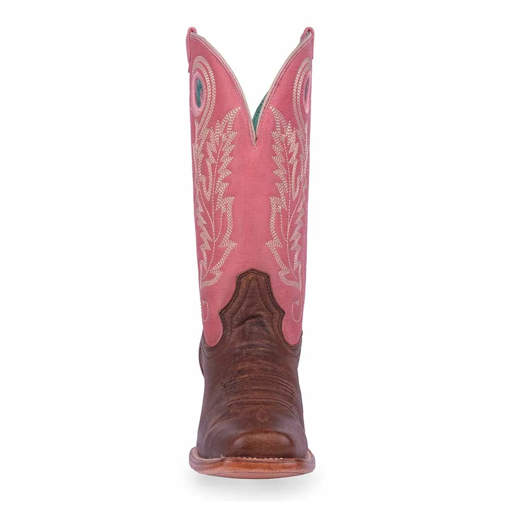 Corral Western Brown & Pink Embroidered Boots