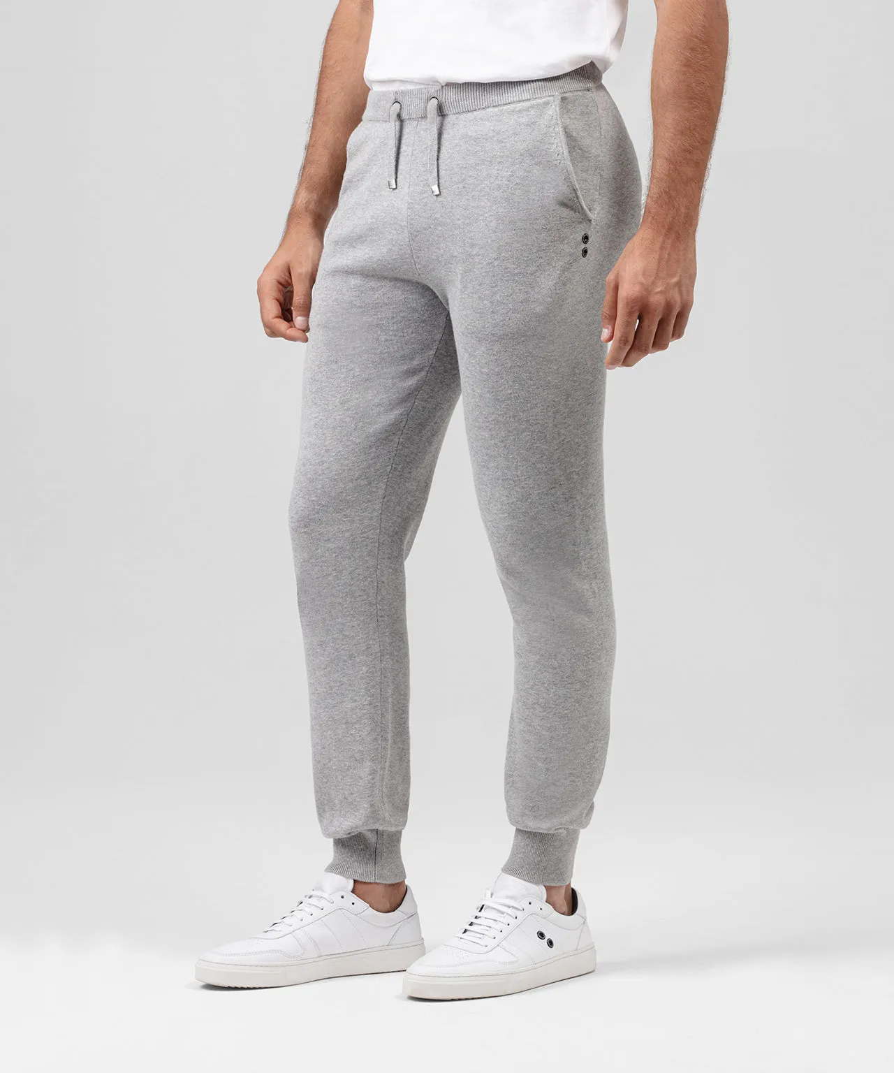 Cotton Cashmere Pants: Grey Melange