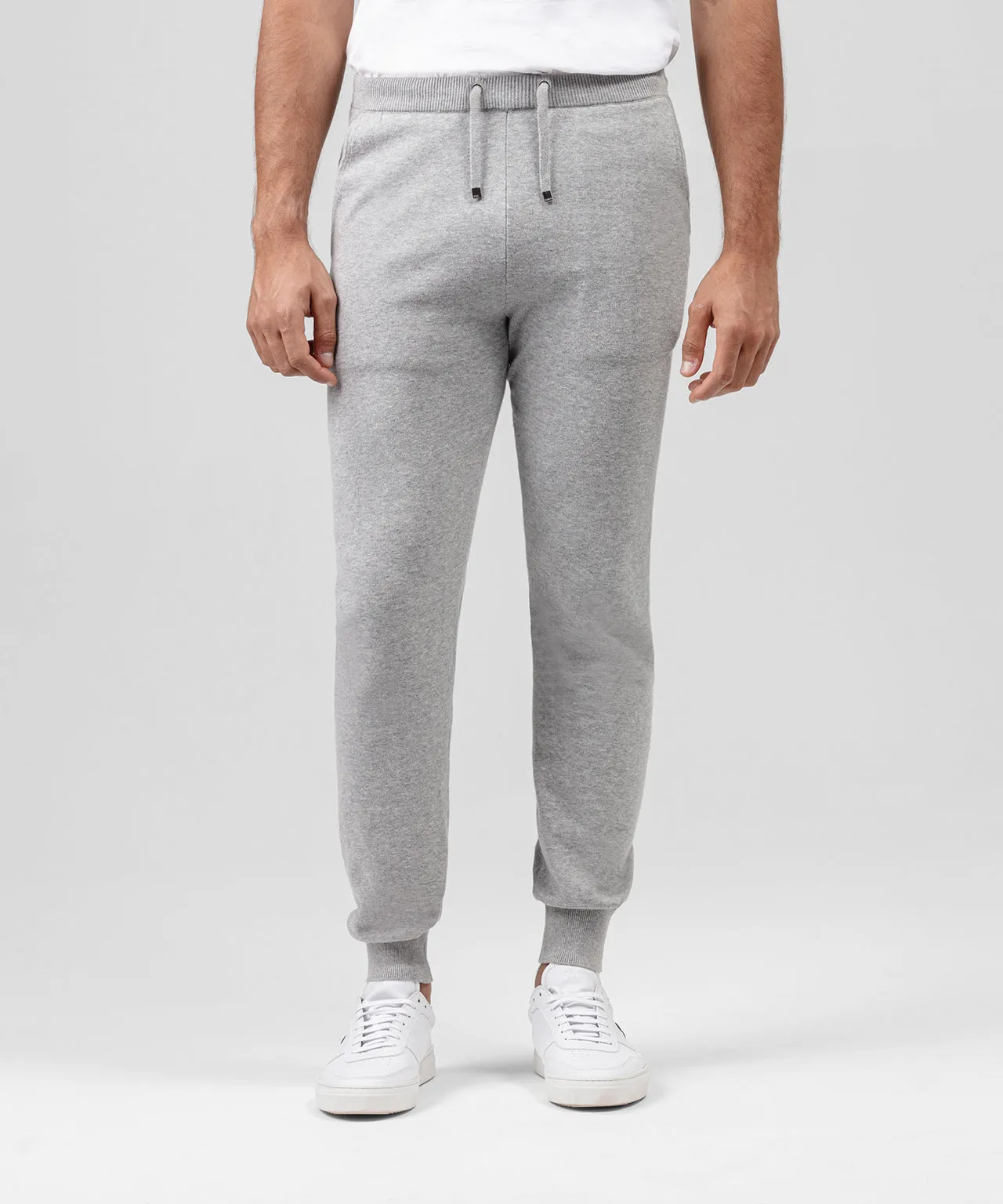 Cotton Cashmere Pants: Grey Melange