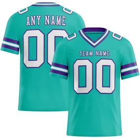 Custom Aqua White-Purple Mesh Authentic Football Jersey