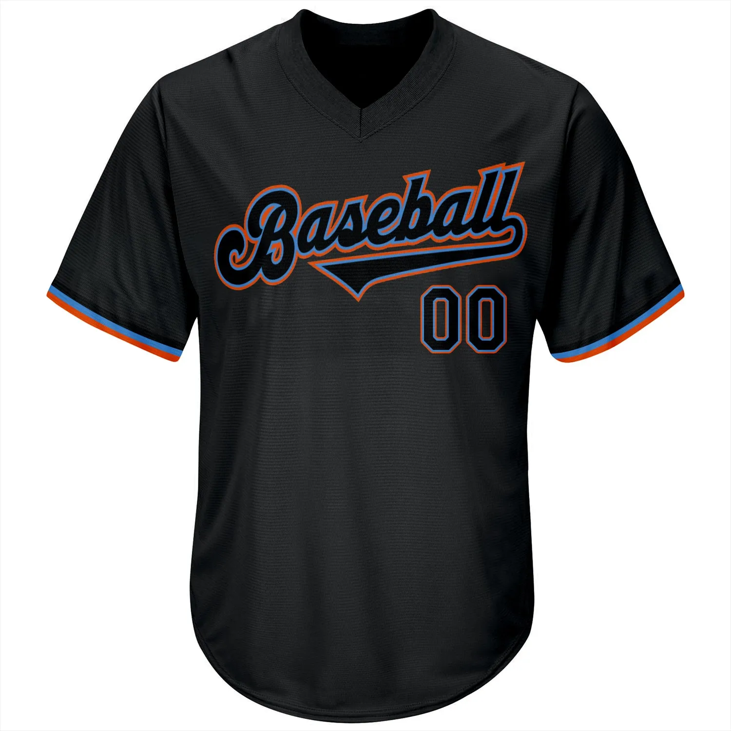 Custom Black Black-Powder Blue Authentic Throwback Rib-Knit Baseball Jersey Shirt