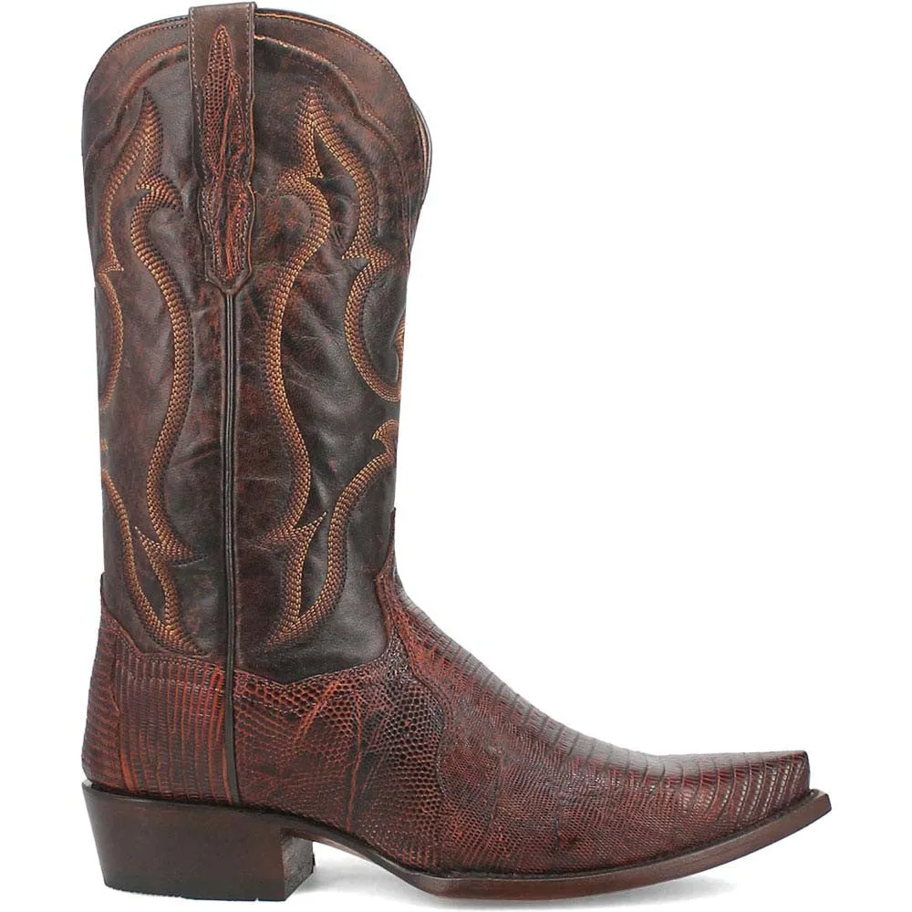 Dan Post Men's Snip Toe Exotic Western Hearst Cognac Lizard Boots