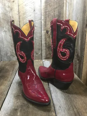 Dark Cherry Patent Raised  Stitch Tres Outlaws Boot 1679 *