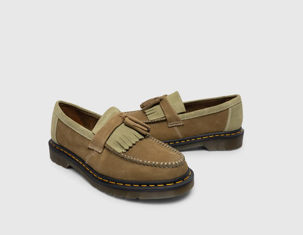 Dr. Marten Adrian Yellow Stitch Tassel Loafer / Muted Olive