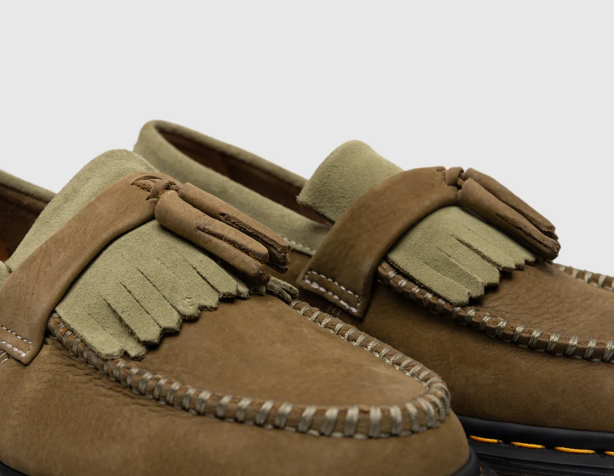 Dr. Marten Adrian Yellow Stitch Tassel Loafer / Muted Olive