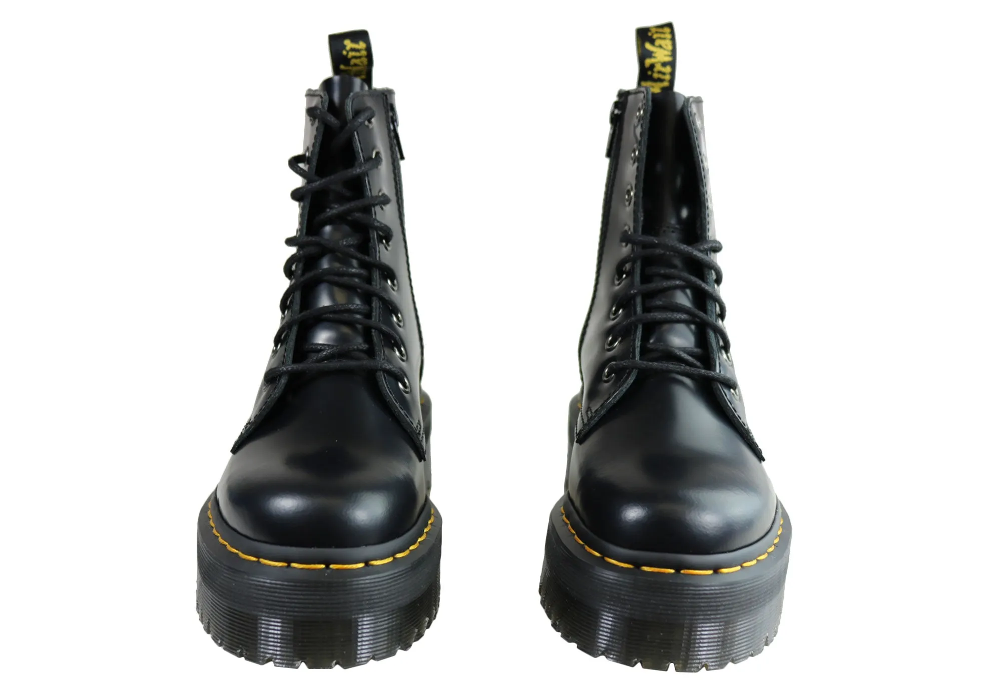 Dr Martens Jadon Black Polished Womens Fashion Lace Up Boots