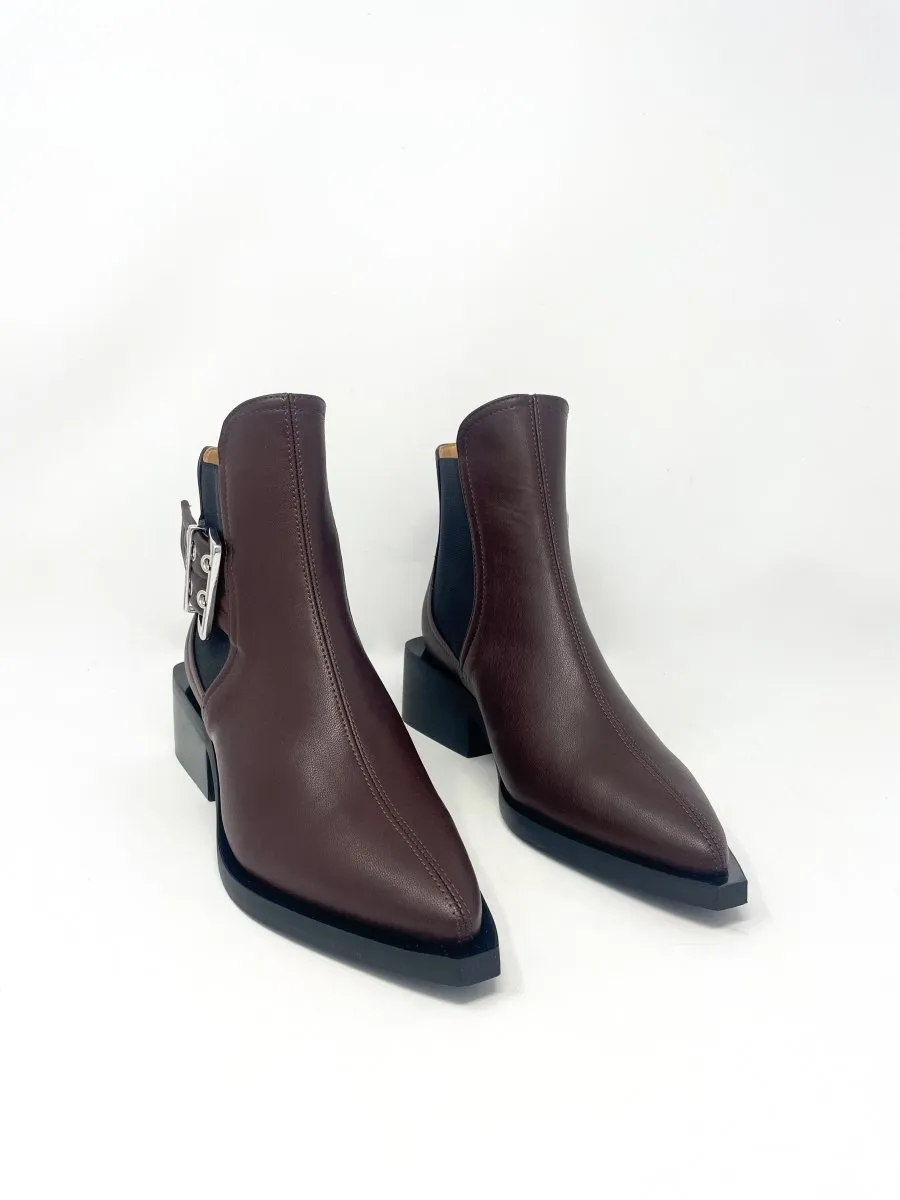 Feminine Buckle Chelsea Boot in Chocolate Fondant