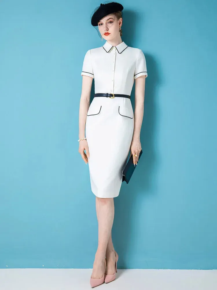 French Celebrity Spring/Summer Dress: High-End Professional Elegance for Women