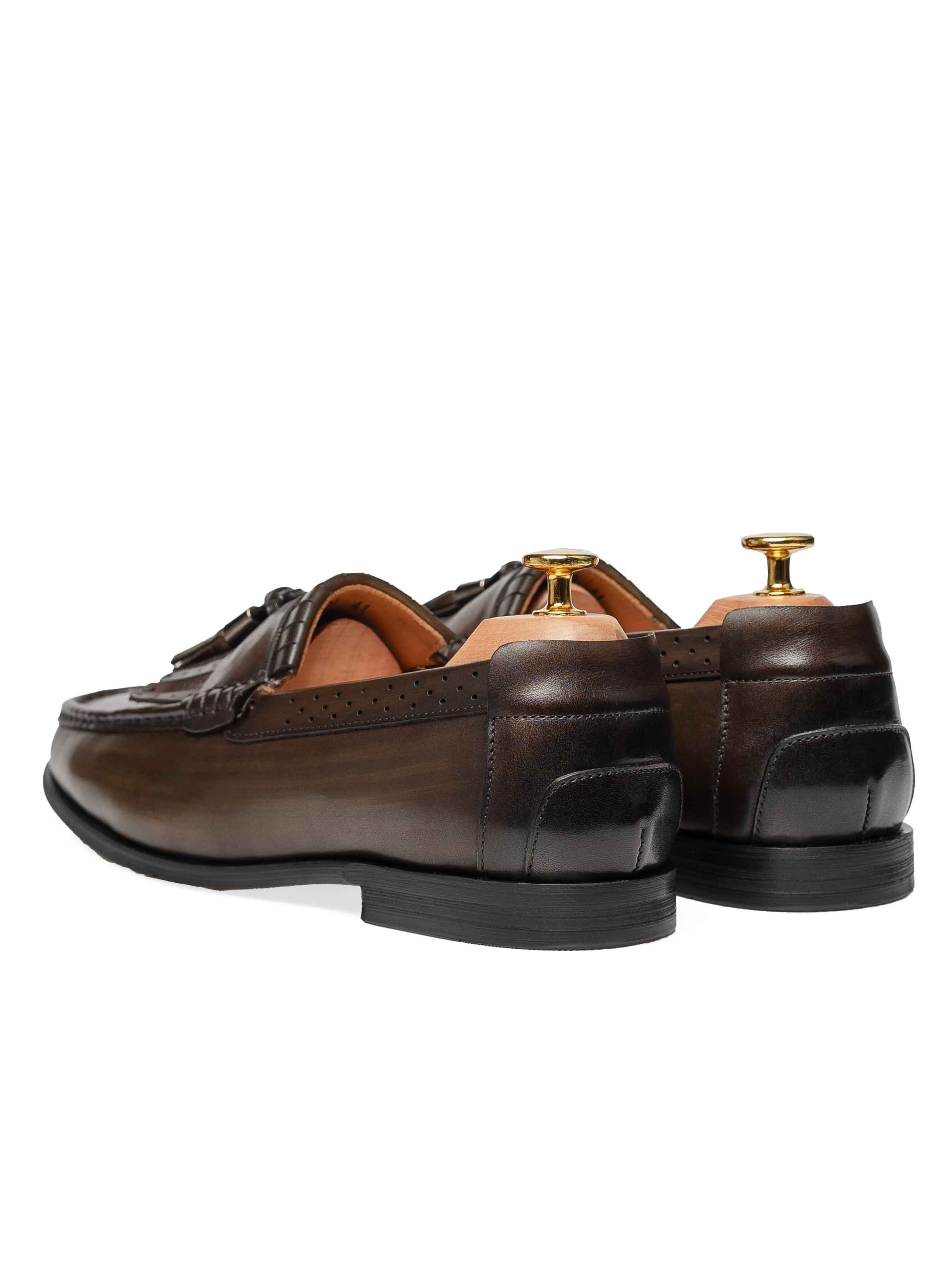 Fringe Classic Loafer - Cognac Tan with Tassel (Hand Painted Patina)