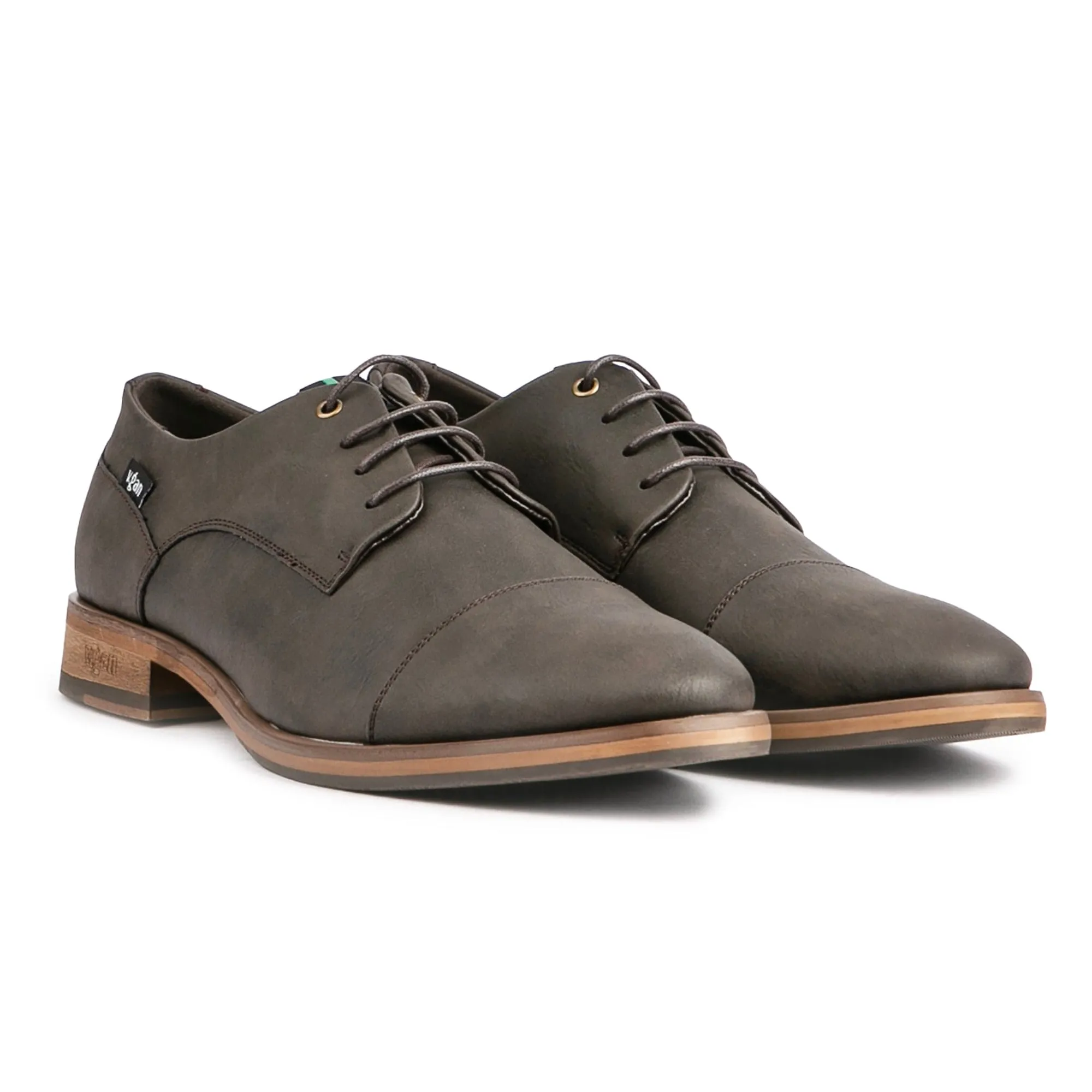 Ginger Men's Vegan Leather Derby Shoes | Brown