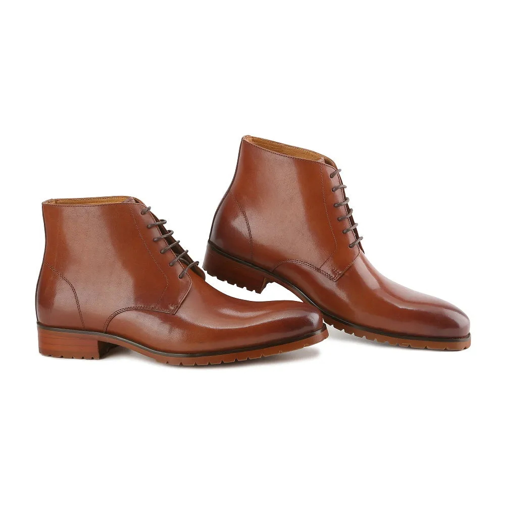 Gino Vitale Men's Handcrafted Genuine Leather Lace-Up Dress Boot