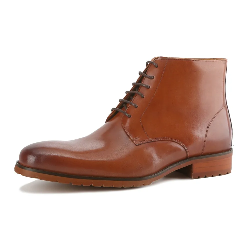 Gino Vitale Men's Handcrafted Genuine Leather Lace-Up Dress Boot