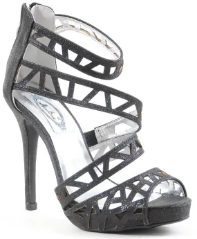 Glitter Cut-out Strappy Open Toe Platform Women's Heels Shoes