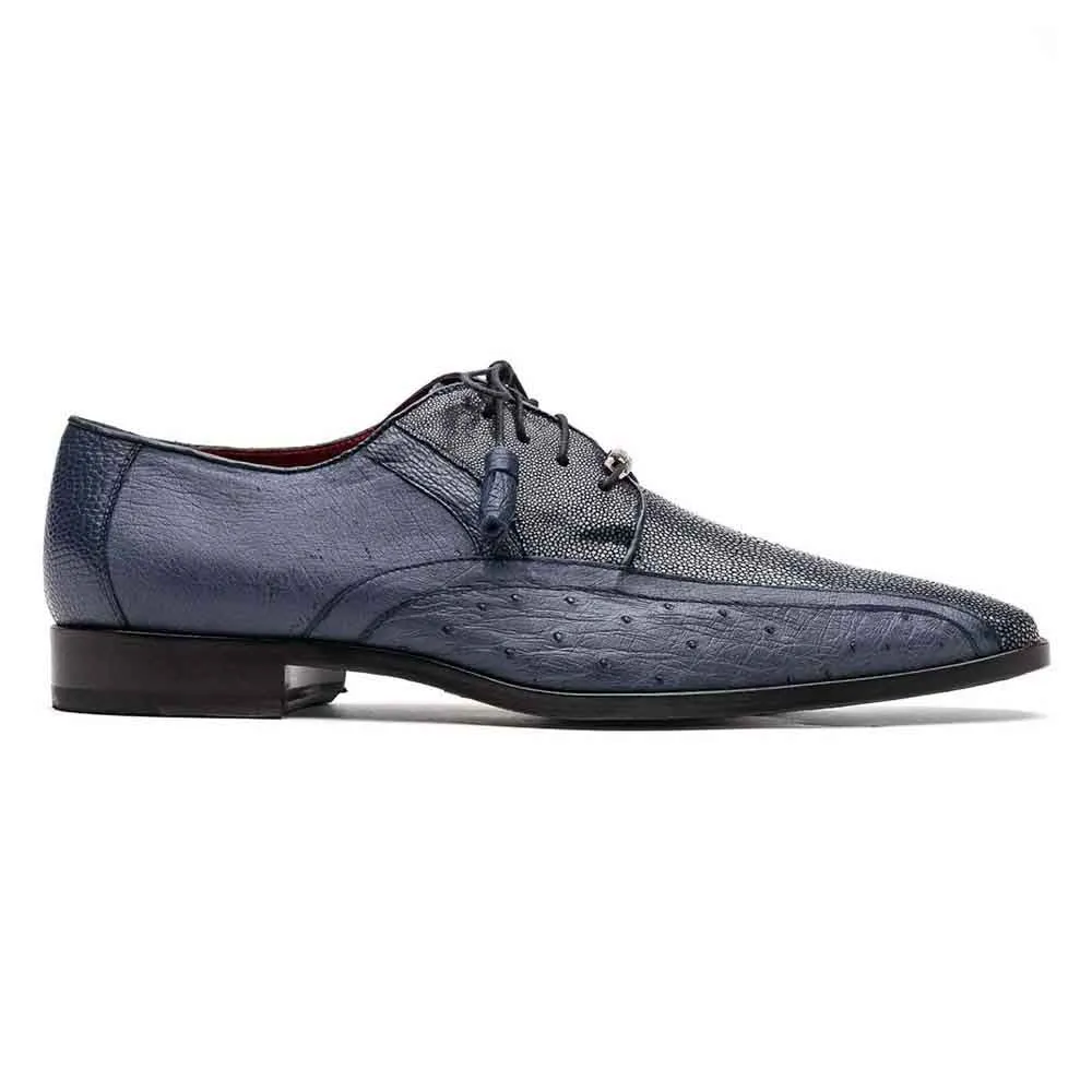 Marco Di Milano Lucca Dress Derby Navy Stingray and Ostrich Shoes