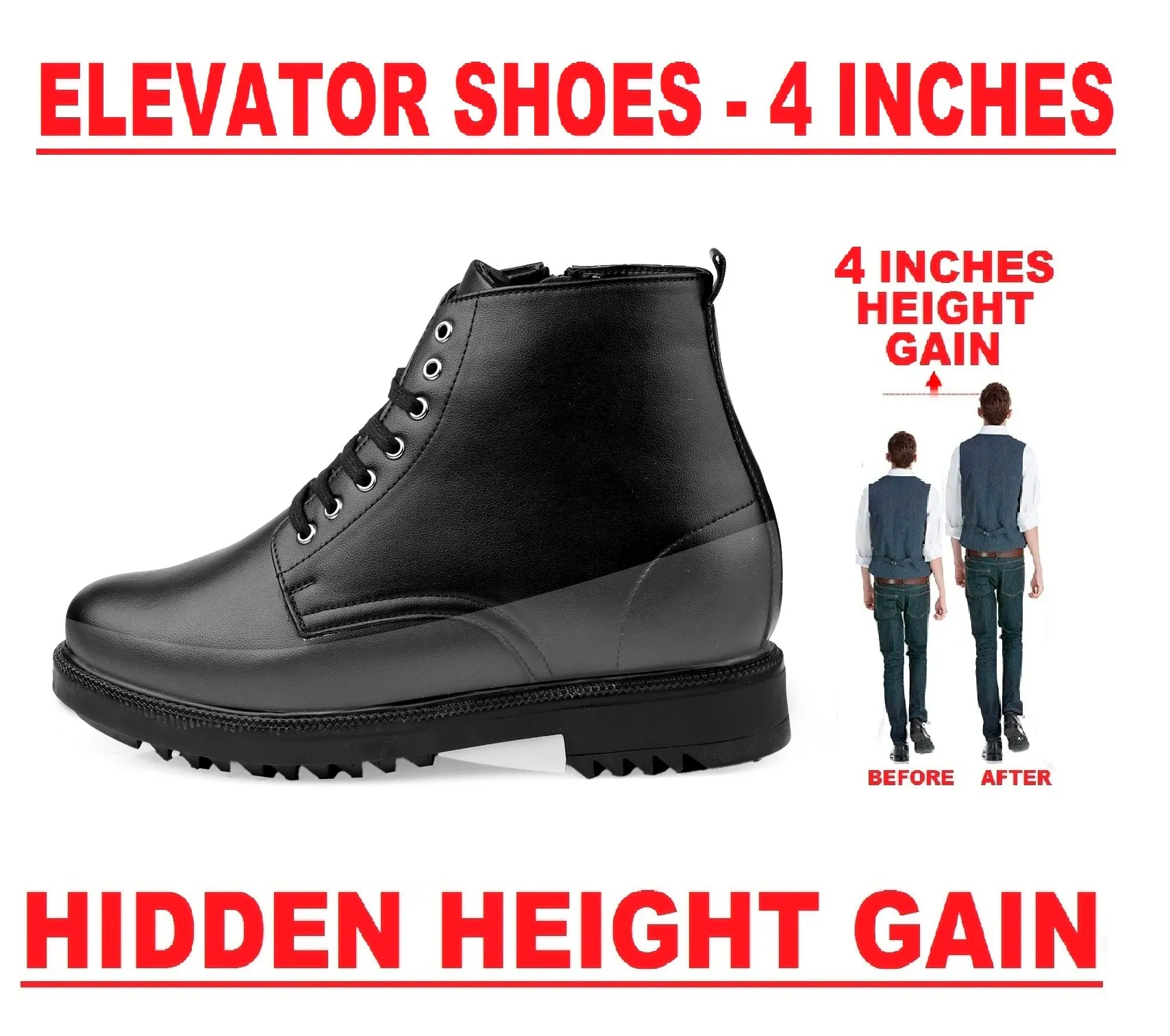 Men's 4 Inch Hidden Height Increasing Elevator Boots