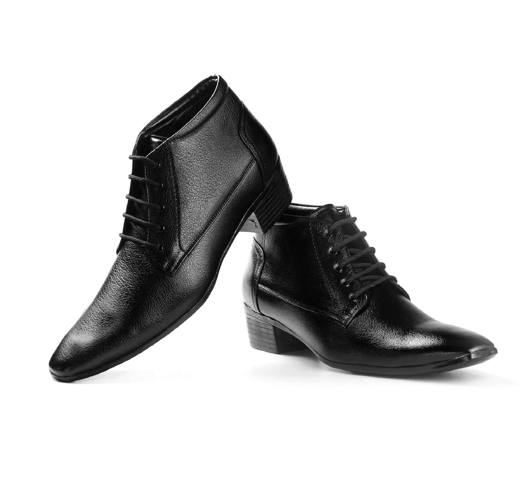 Men's Height Increasing Derby Faux Leather Formal Wear Boots