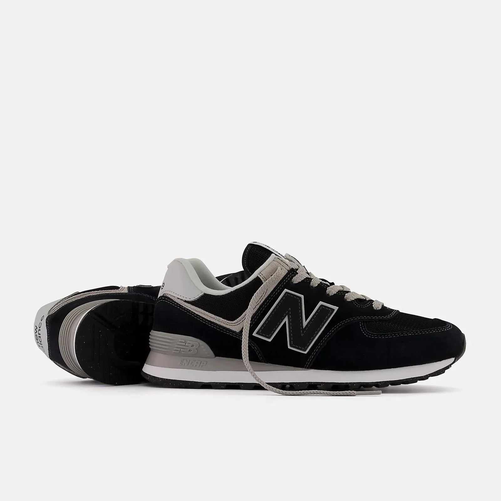 Men's Wide Fit New Balance  ML574EVB Running Sneakers - Exclusive - Black/White