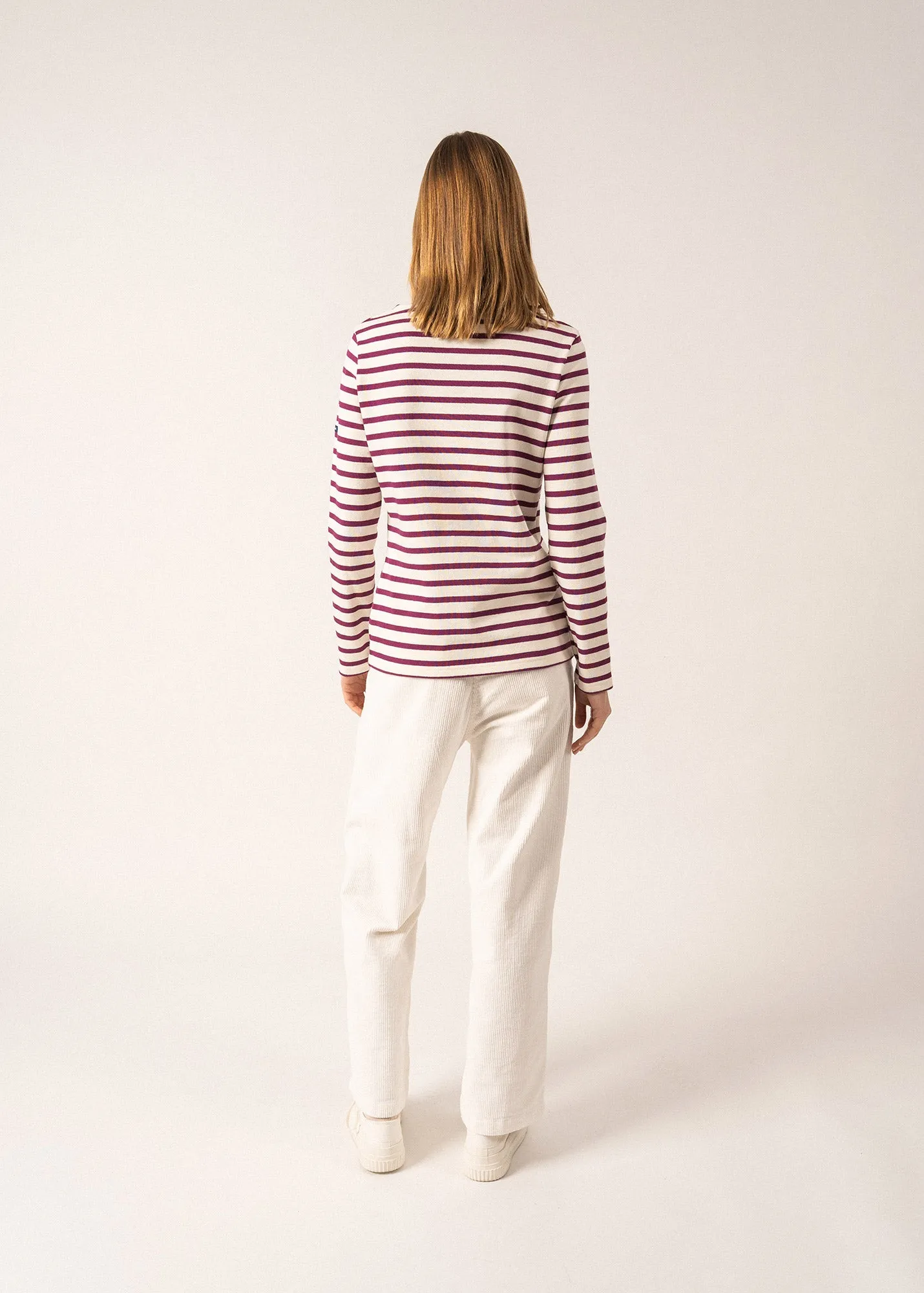 Meridame striped sailor shirt - regular fit, in thick cotton (ECUME/PRUNE)