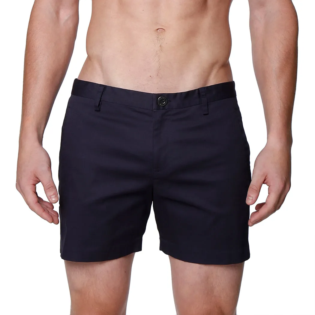 Navy Solid Stretch Holler Shorts