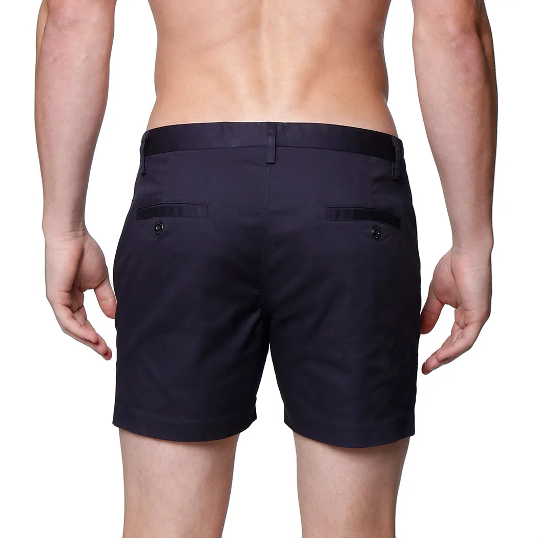 Navy Solid Stretch Holler Shorts