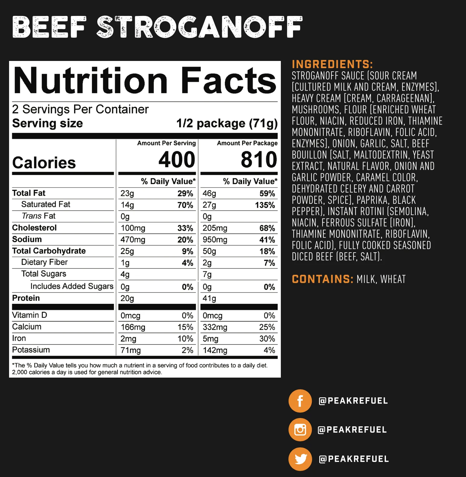 PEAK REFUEL Beef Stroganoff