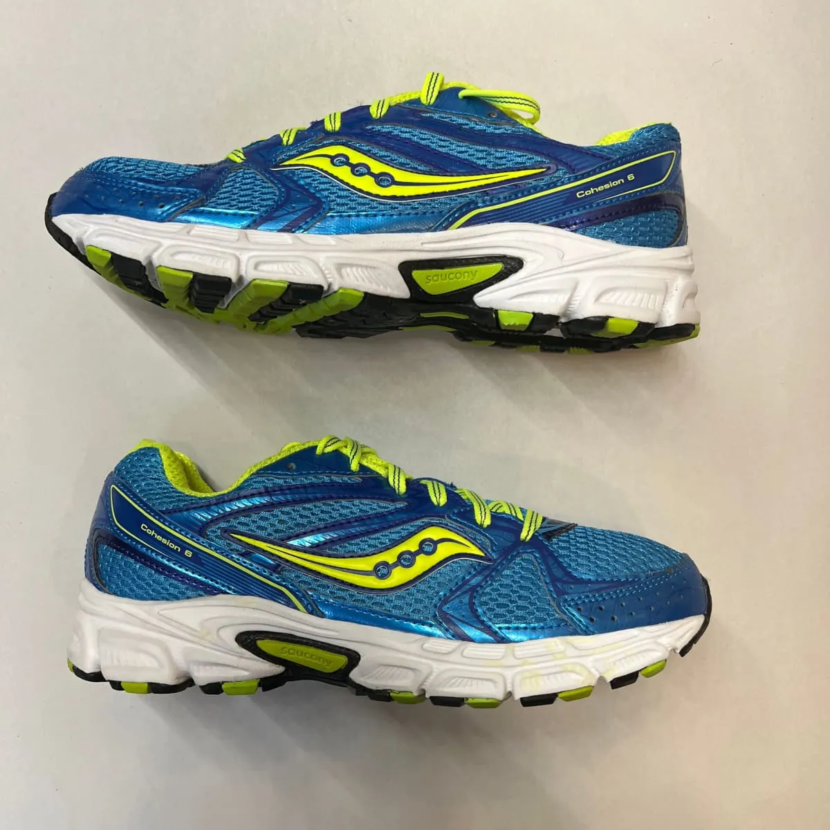 SAUCONY Women's Grid Cohesion 6 -Blue/Citron- Running Shoe - Size 7.5M Preowned