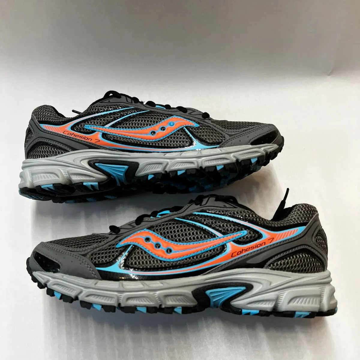 SAUCONY Women's Grid Cohesion 7 -Gray/Blue/Orange- Running Shoe Size 8.5M - Preowned