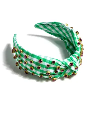 Shiraleah Embellished Gingham Knotted Headband, Green - FINAL SALE ONLY