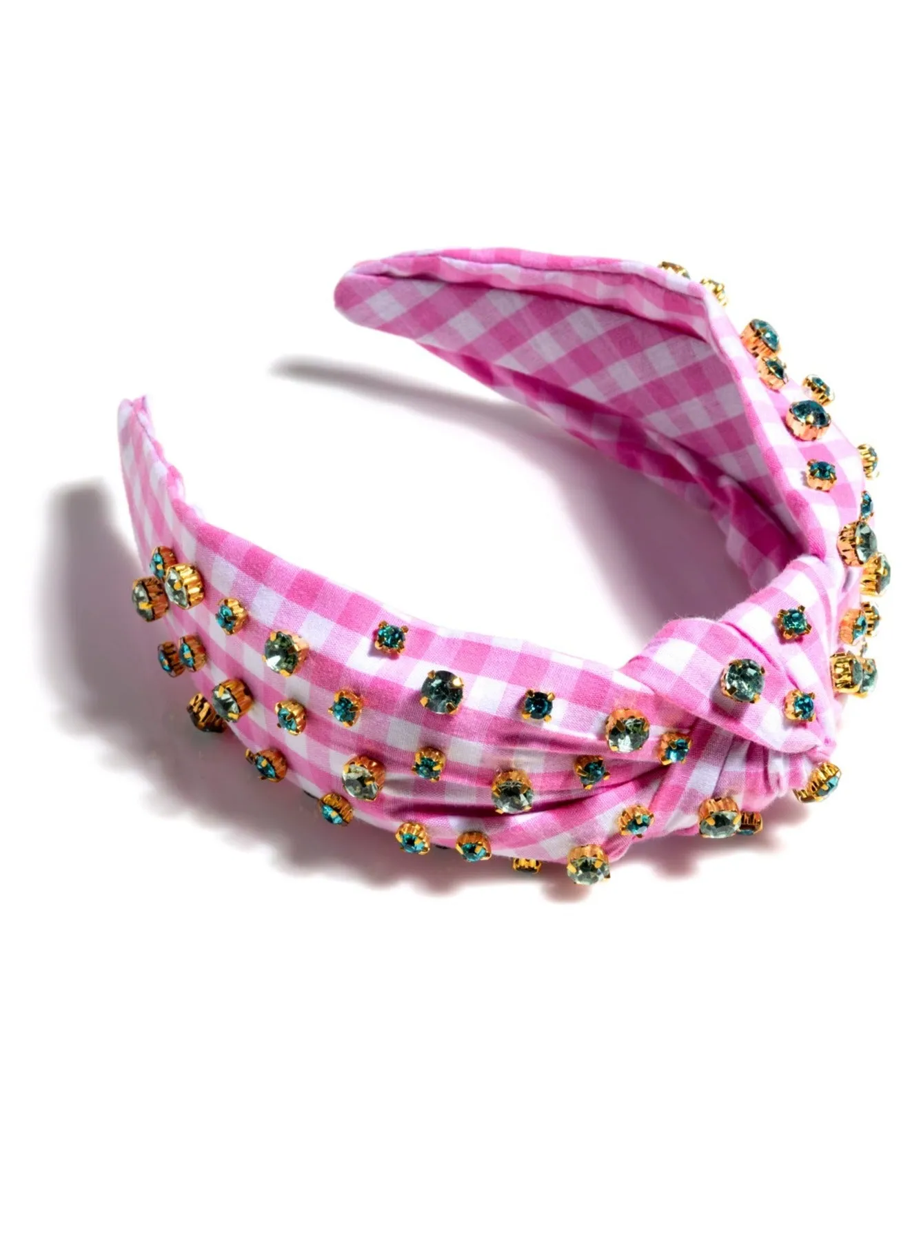 Shiraleah Embellished Gingham Knotted Headband, Pink - FINAL SALE ONLY