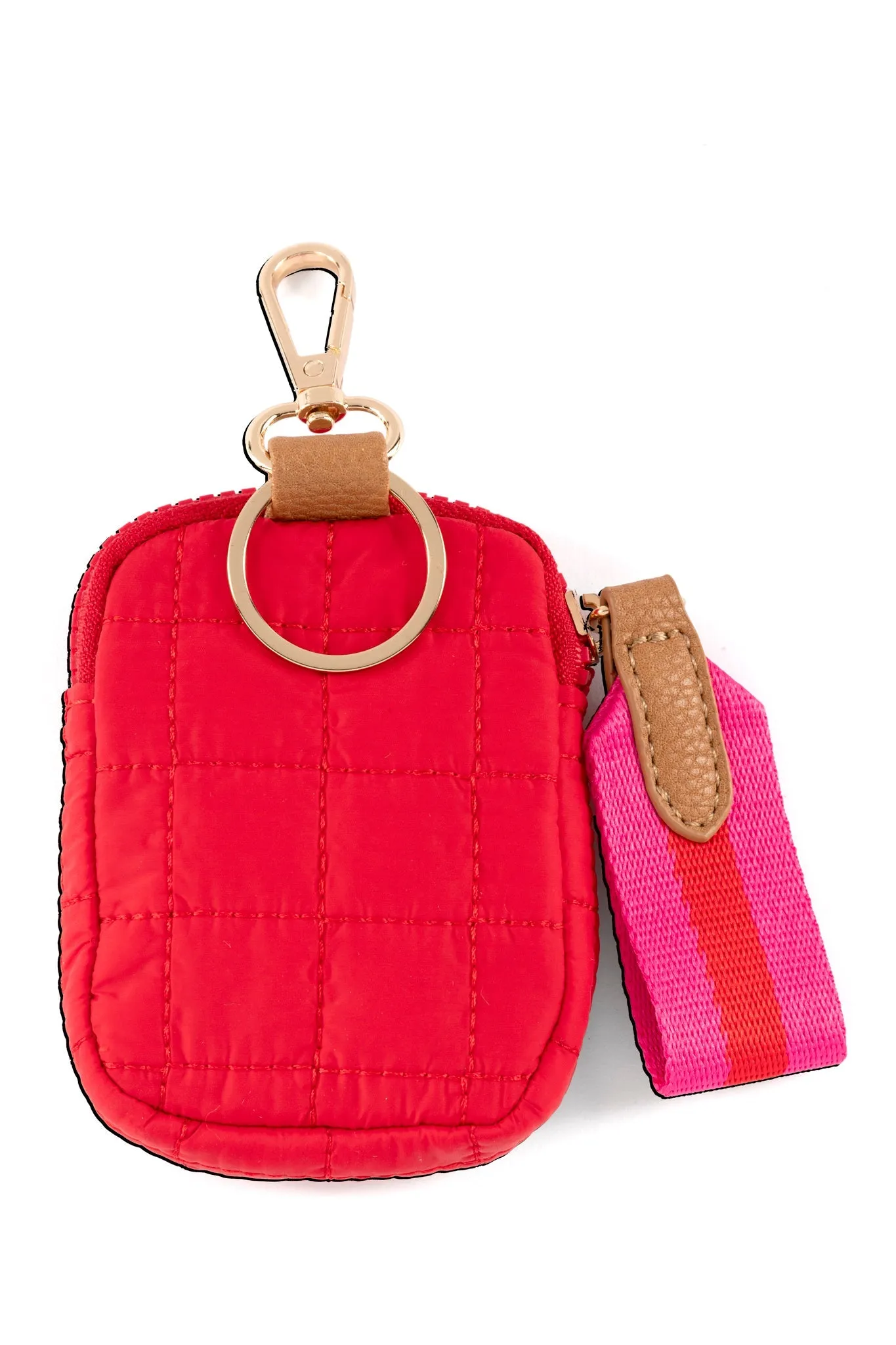 Shiraleah Ezra Quilted Nylon Clip-On Pouch, Red