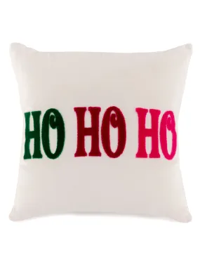 Shiraleah "Ho Ho Ho" Velvet Pillow, Ivory