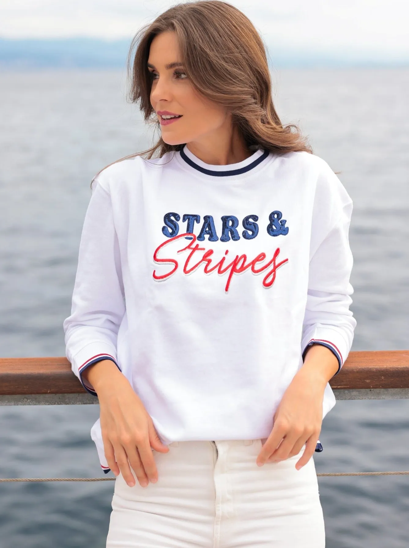 Shiraleah "Stars & Stripes" Sweatshirt, White