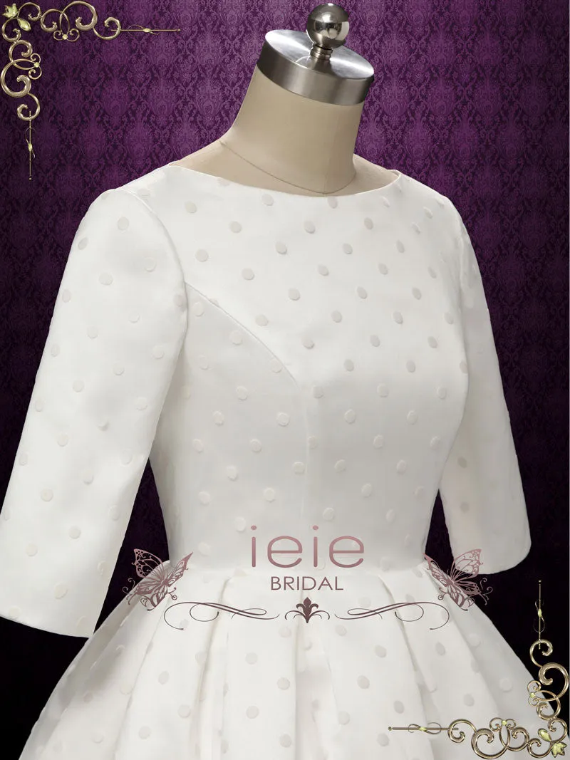 Short Elegant Polka Dot Lace Wedding Dress with Sleeves HEATHER