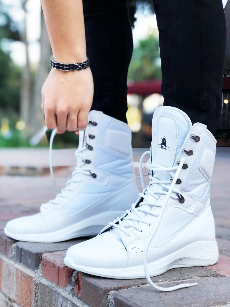 Sneakerjeans White Combat Military Boots UW8